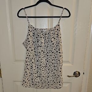 Time and Tru White Spaghetti Strap Star Print Camisole